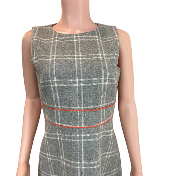 Sail to Sable STS Grey Plaid Wool Blend A-Line Shift Dress Mod Vibe Size 6 - Picture 4 of 10